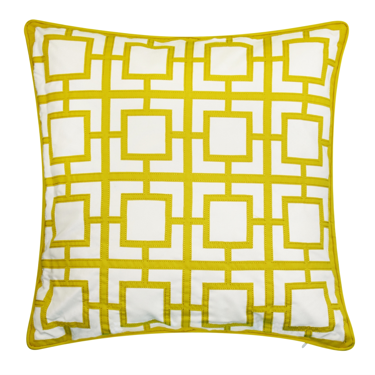Eah089cw588798 Modern Links Applique Indoor & Outdoor Decorative Pillow, Citron