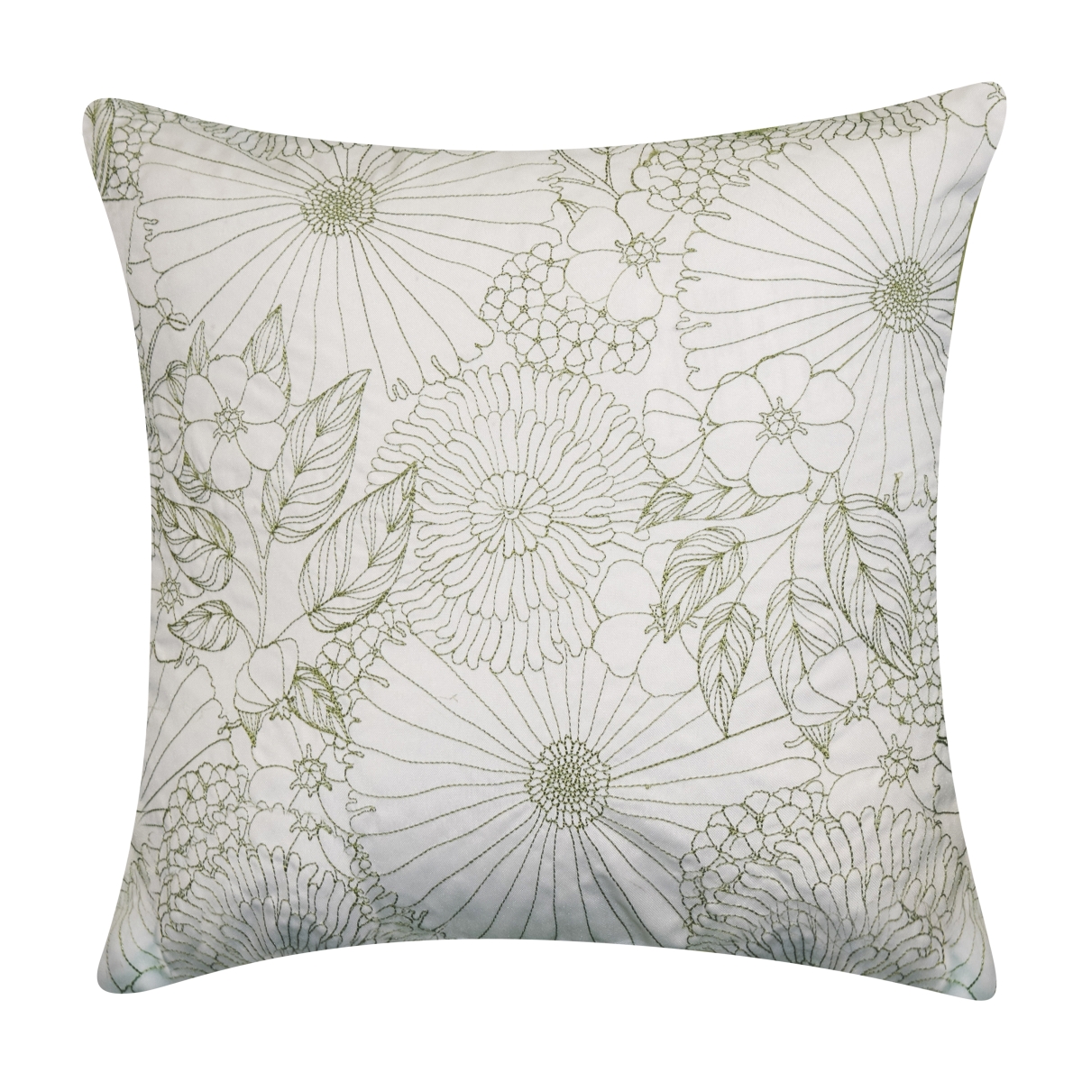 Eah089lw420527 18 X 18 In. Fine Line Embroidered Floral Indoor & Outdoor Decorative Pillow, Lime Green