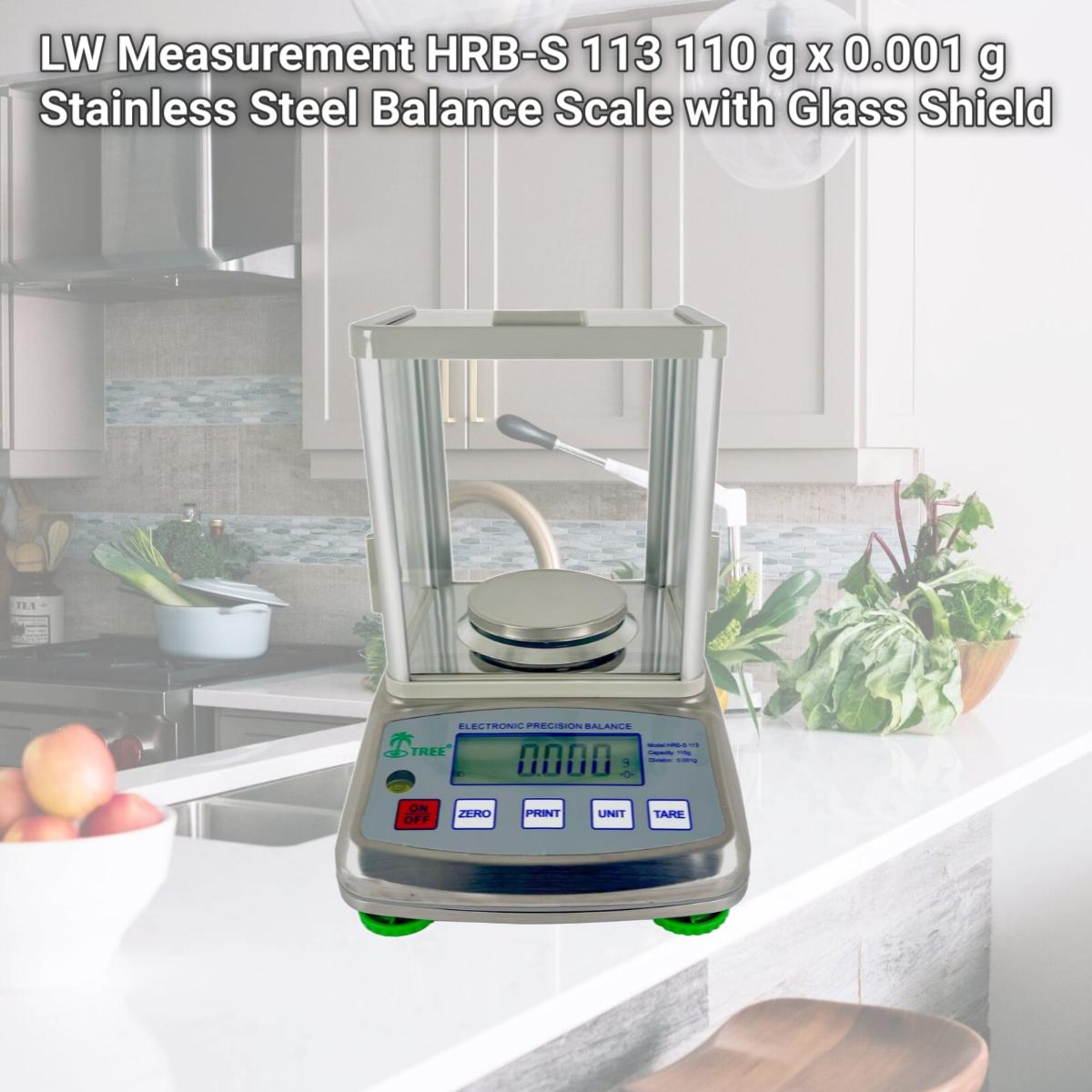 Picture of LW Measurement HRB-S 113 110 g x 0.001 g Stainless Steel Balance Scale with Glass Shield