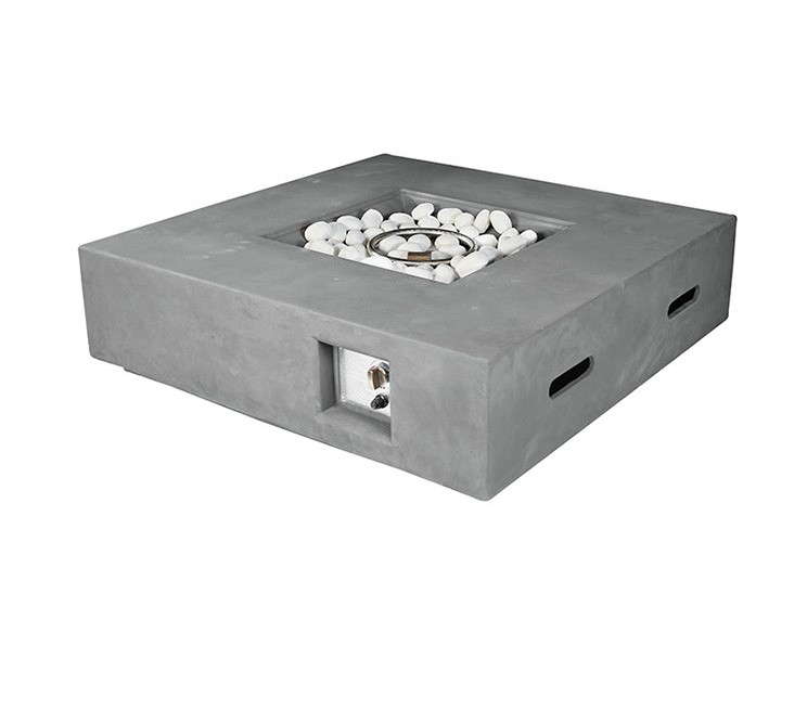 Lb107042sj00000 42 In. Brenta Outdoor Square Gas Firepit Table With Round Burner Kit, Light Grey