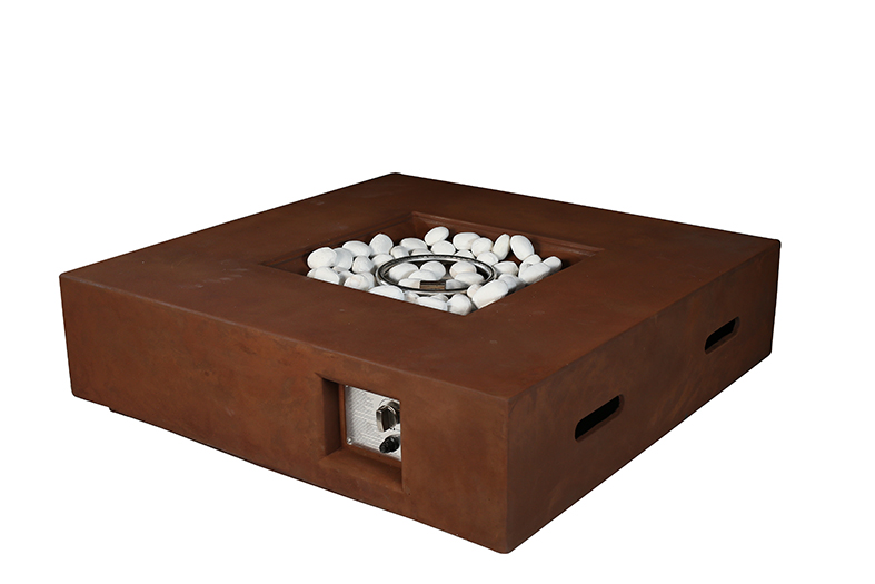 Lb107042sk00000 42 In. Brenta Outdoor Square Gas Firepit Table In Rustic, Brown