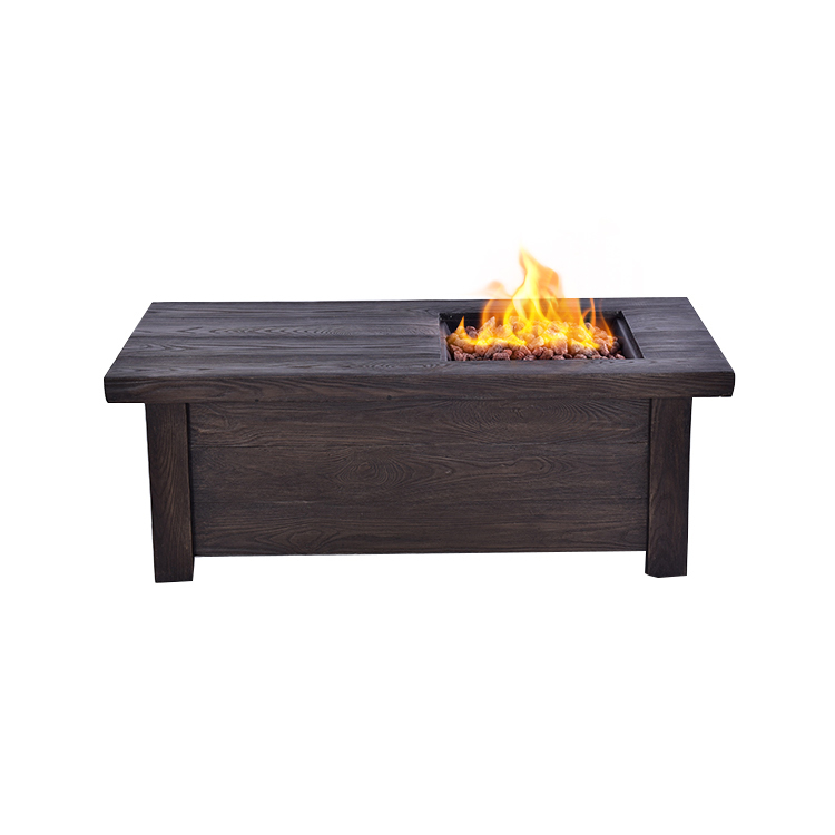 Lm120047tb00000 47 In. Melardo Long Fire Pit Table With Round Burner Kit, Wood Texture