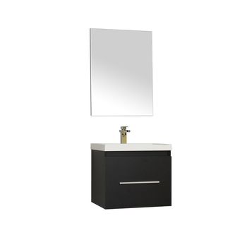 Single Wall Mount Modern Bathroom Vanity Set, Black - 24 In.
