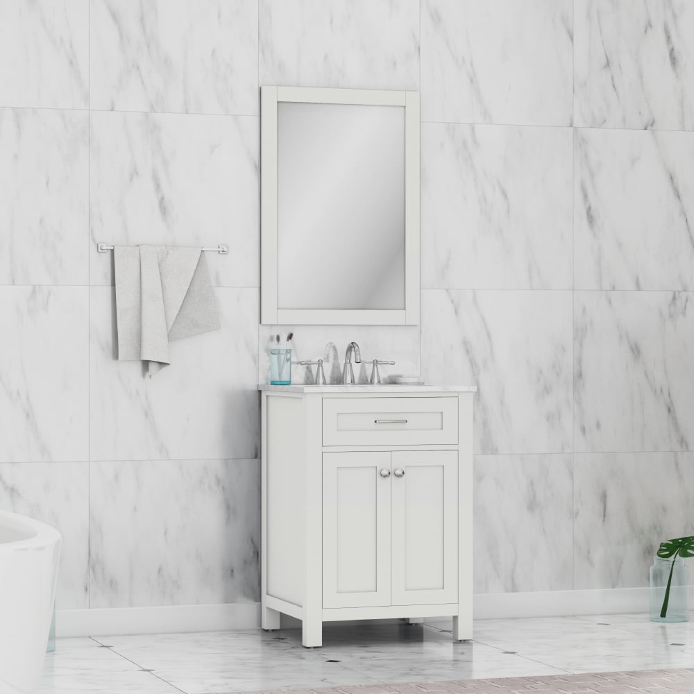 UPC 617957110395 product image for Alya Bath HE-101-24-W-CWMT 24 in. Norwalk Bathroom Vanity with Carrera Marble To | upcitemdb.com