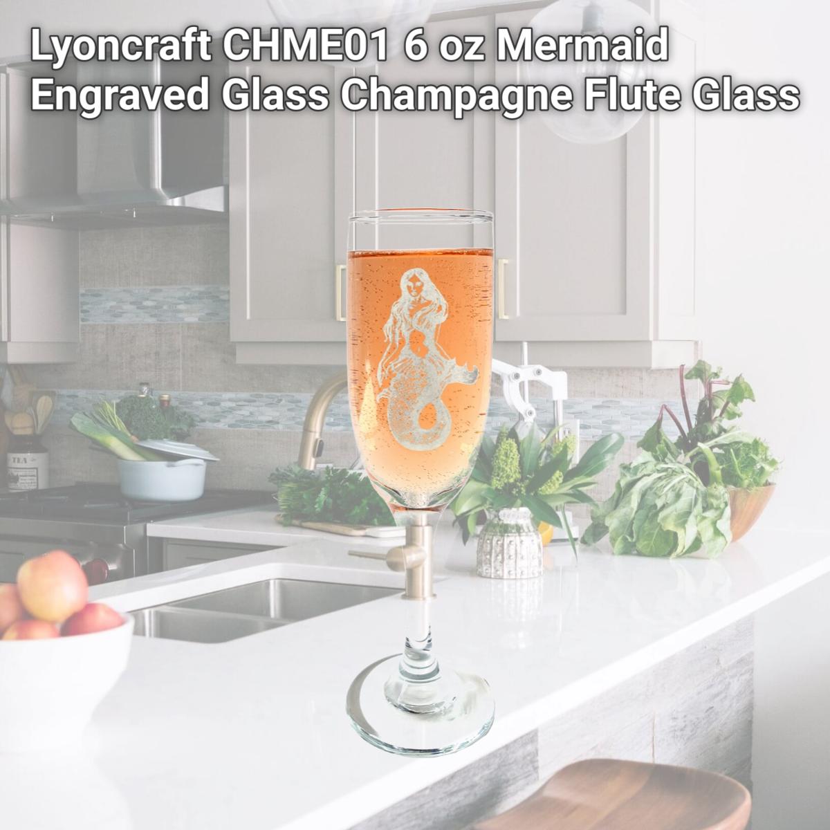 Picture of Lyoncraft CHME01 6 oz Mermaid Engraved Glass Champagne Flute Glass