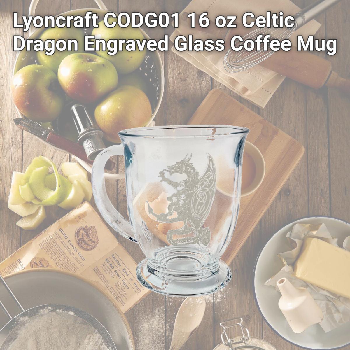 Picture of Lyoncraft CODG01 16 oz Celtic Dragon Engraved Glass Coffee Mug