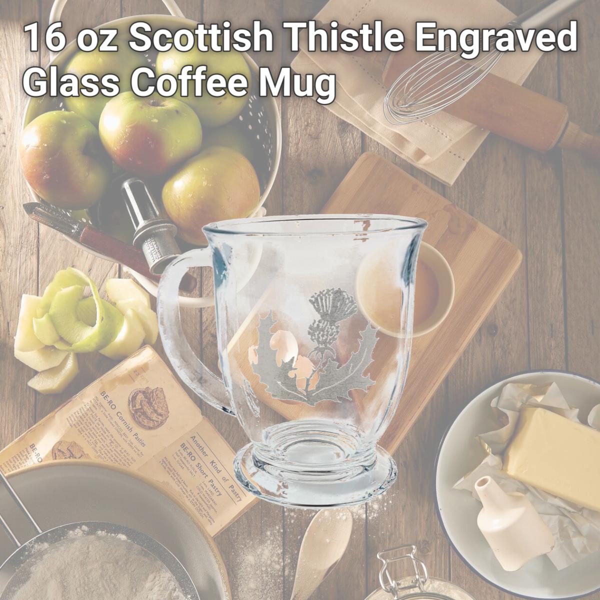 Picture of Lyoncraft COTH01 16 oz Scottish Thistle Engraved Glass Coffee Mug