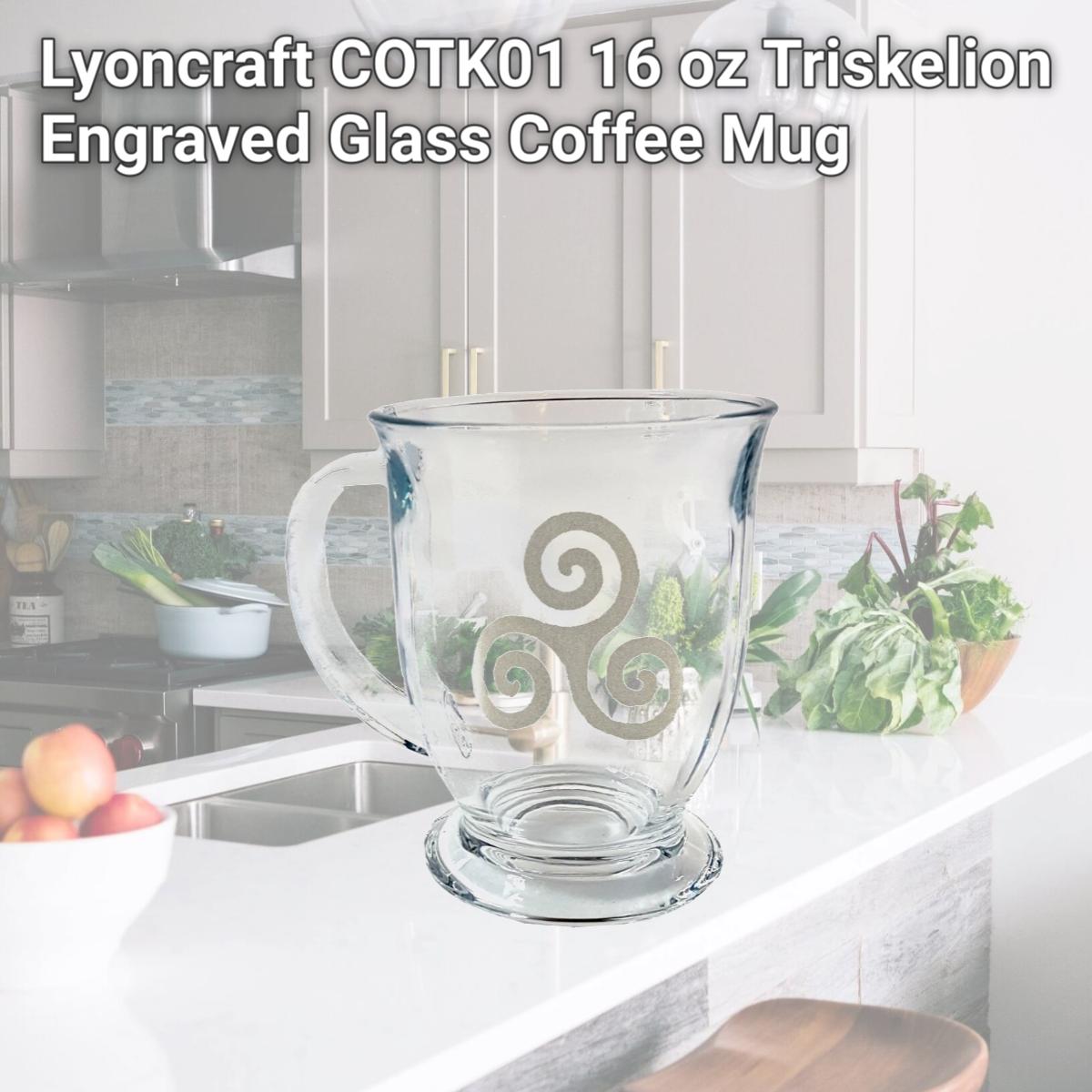 Picture of Lyoncraft COTK01 16 oz Triskelion Engraved Glass Coffee Mug