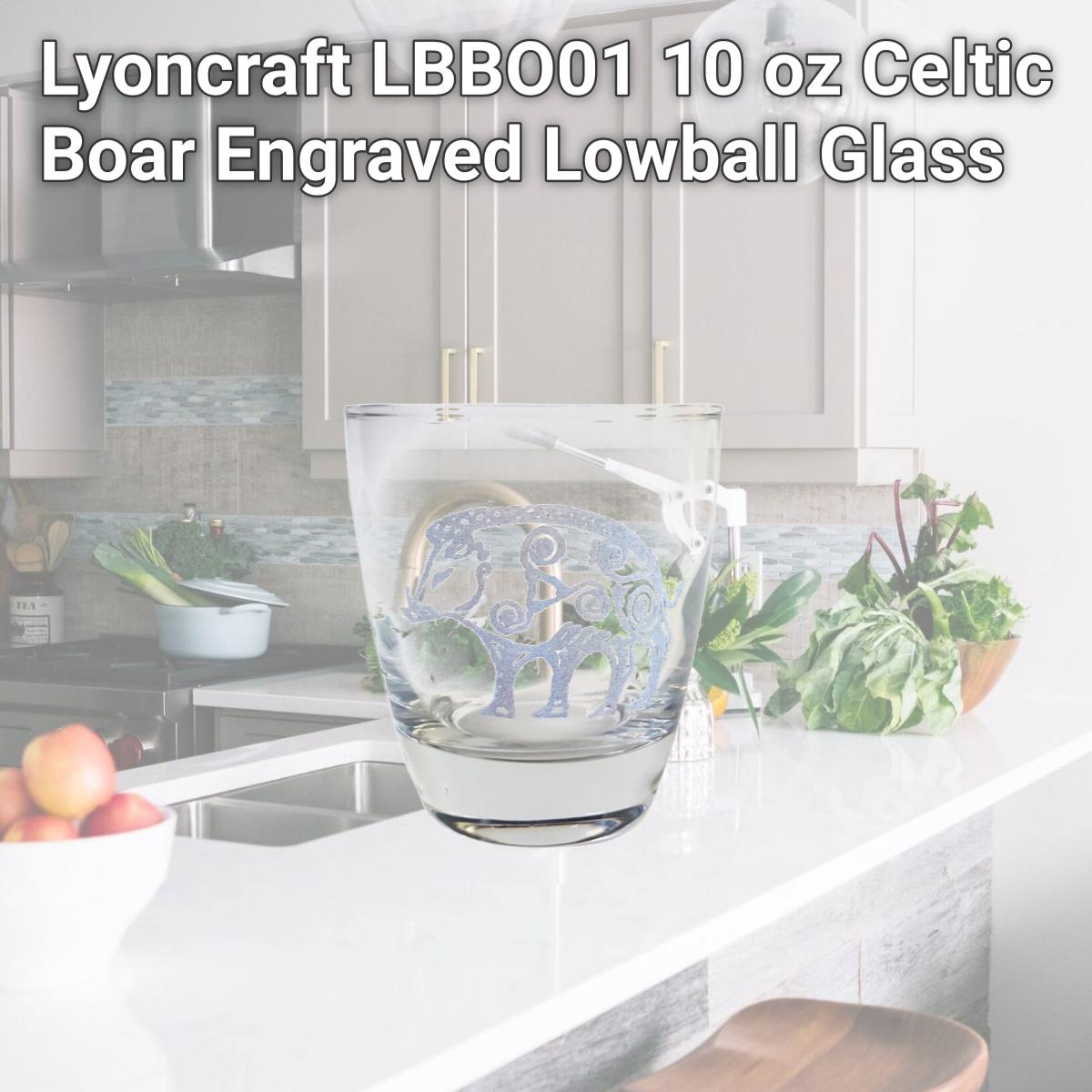 Picture of Lyoncraft LBBO01 10 oz Celtic Boar Engraved Lowball Glass