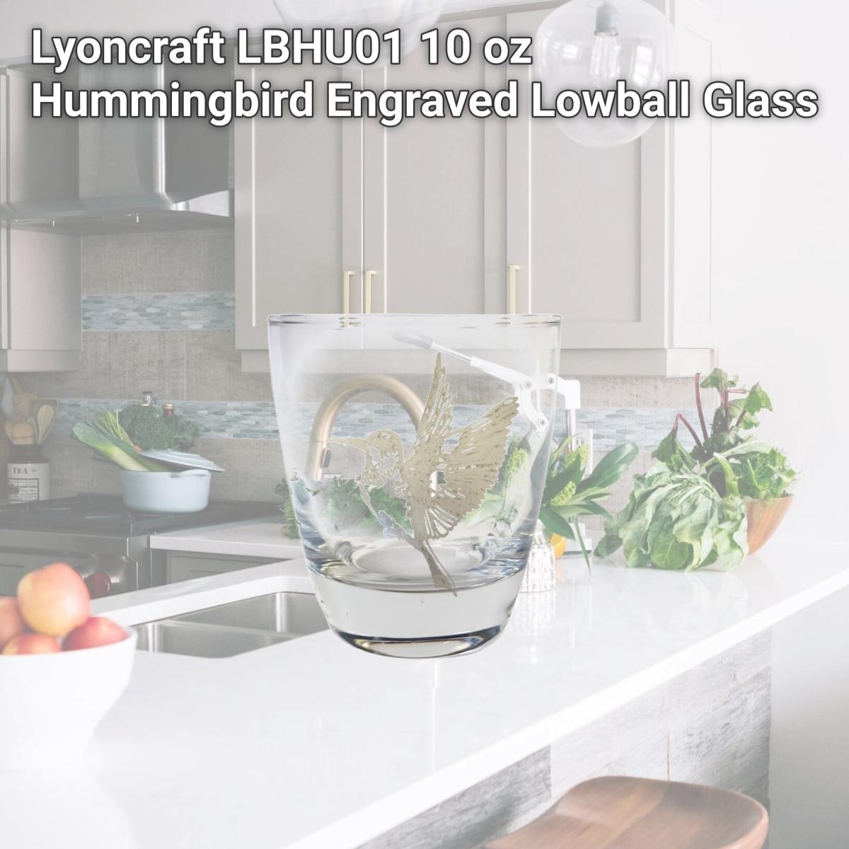 Picture of Lyoncraft LBHU01 10 oz Hummingbird Engraved Lowball Glass