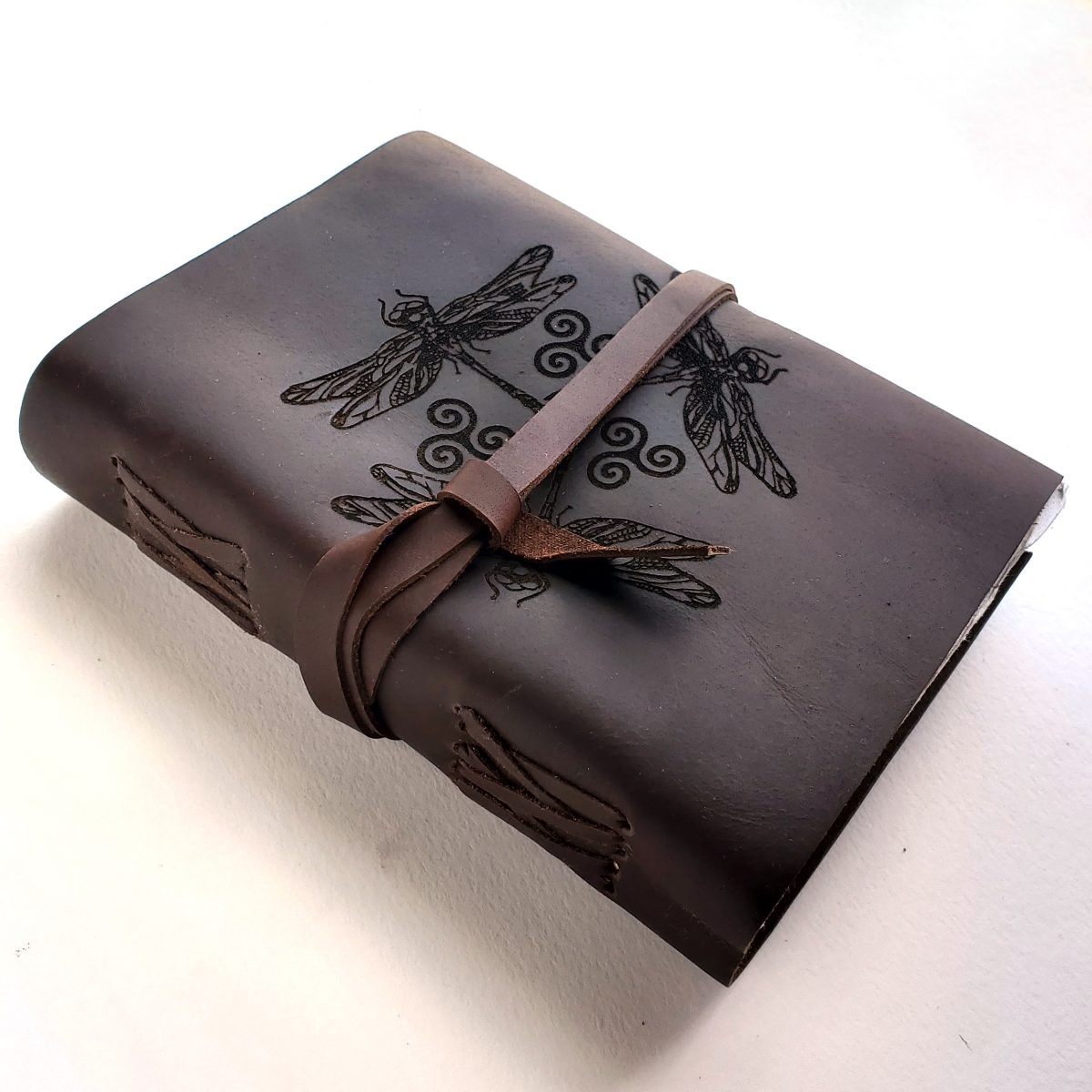 Celtic Dragonfly Unlined Leather Journal Book
