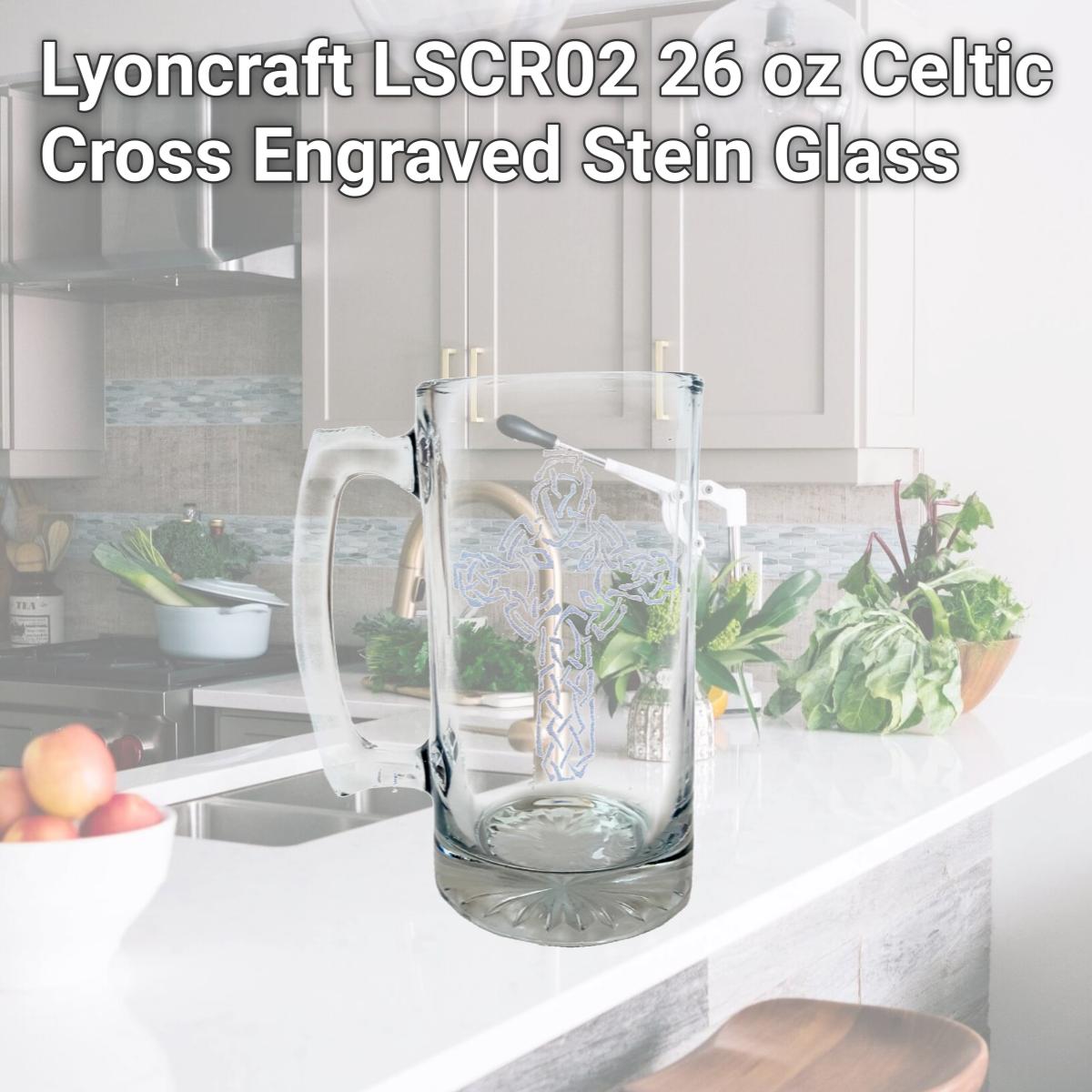 Picture of Lyoncraft LSCR02 26 oz Celtic Cross Engraved Stein Glass