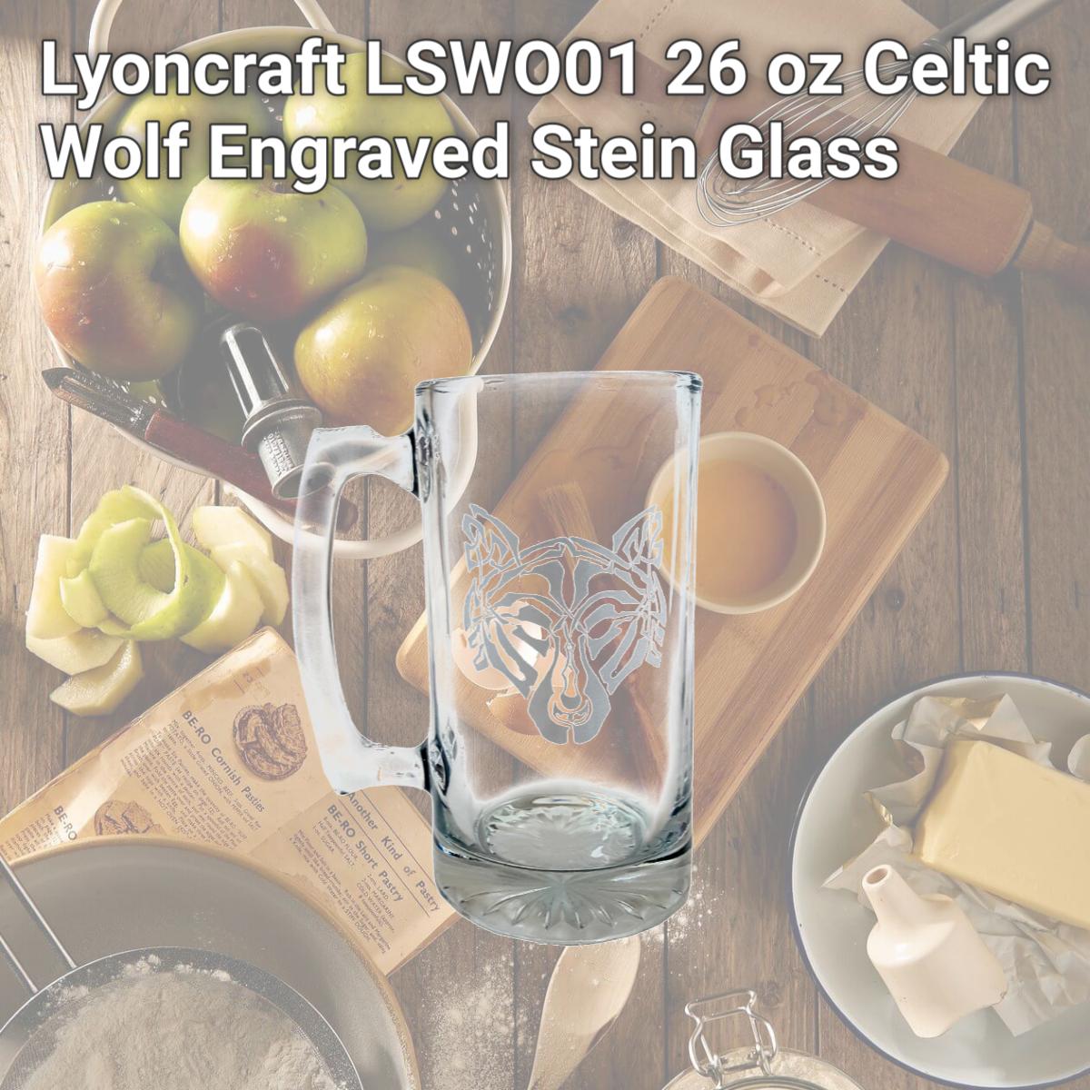 Picture of Lyoncraft LSWO01 26 oz Celtic Wolf Engraved Stein Glass