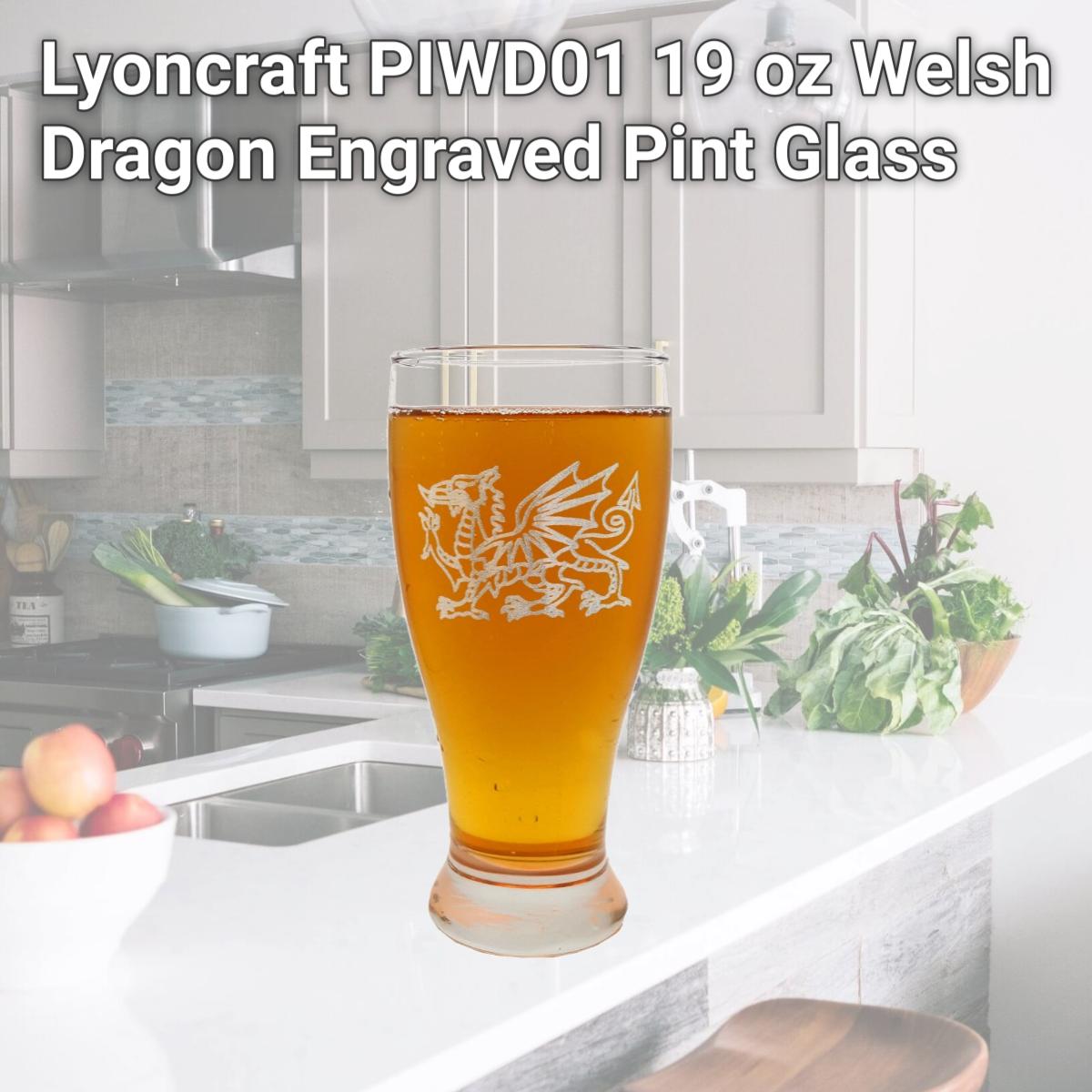 Picture of Lyoncraft PIWD01 19 oz Welsh Dragon Engraved Pint Glass