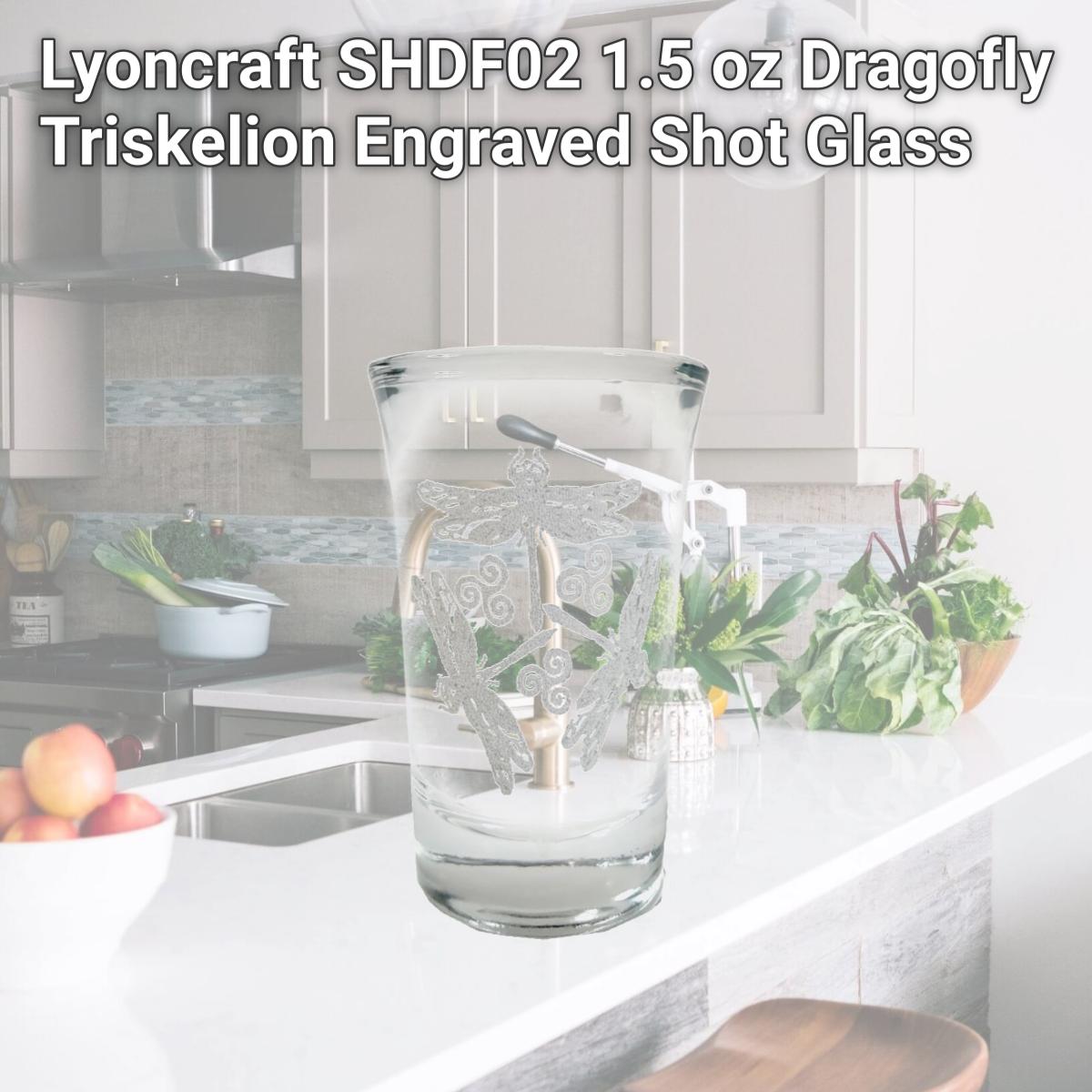 Picture of Lyoncraft SHDF02 1.5 oz Dragofly Triskelion Engraved Shot Glass