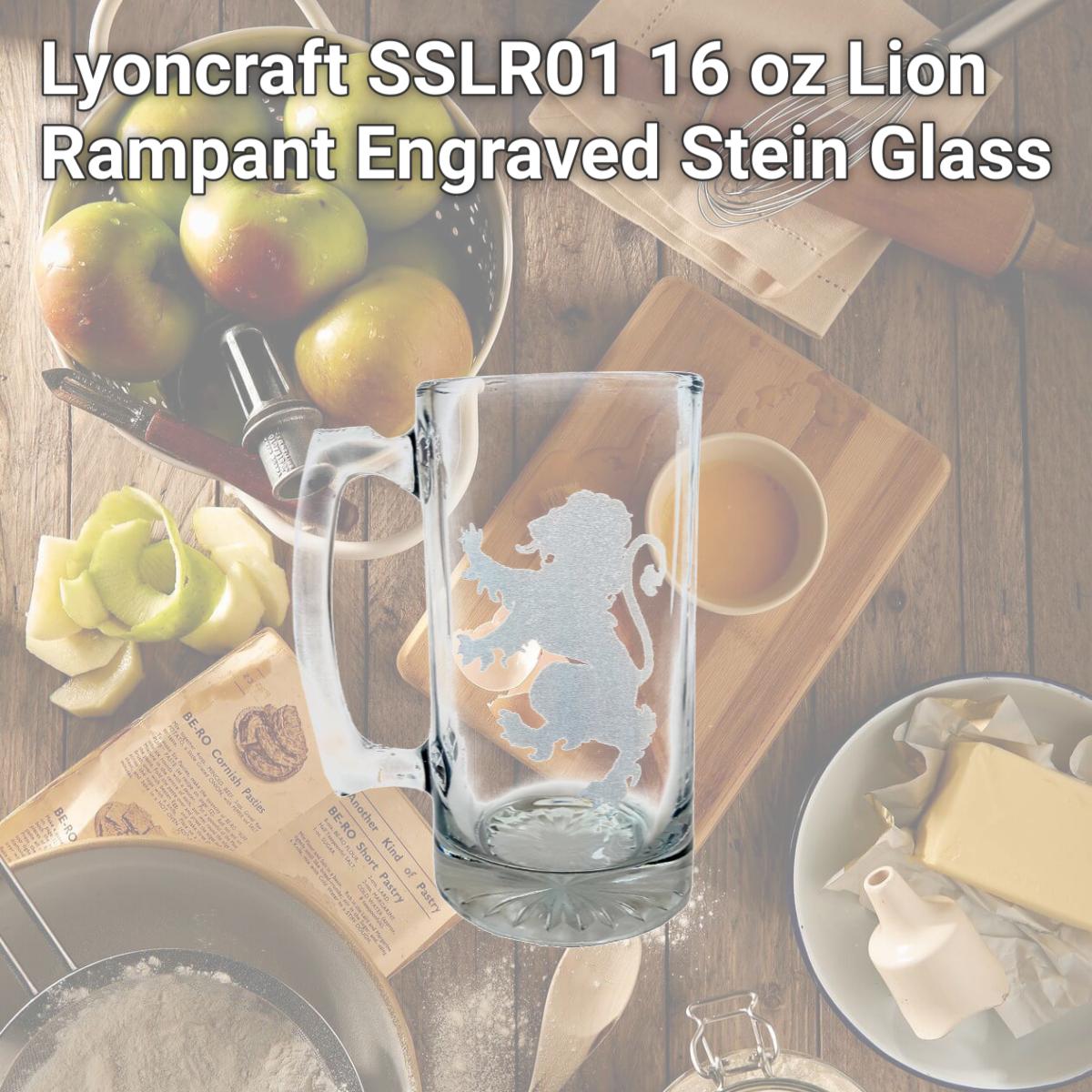 Picture of Lyoncraft SSLR01 16 oz Lion Rampant Engraved Stein Glass