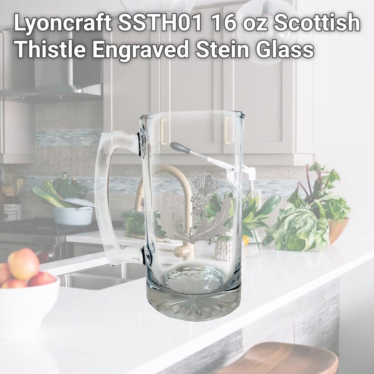 Picture of Lyoncraft SSTH01 16 oz Scottish Thistle Engraved Stein Glass