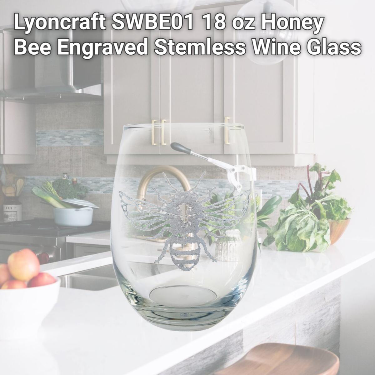 Picture of Lyoncraft SWBE01 18 oz Honey Bee Engraved Stemless Wine Glass