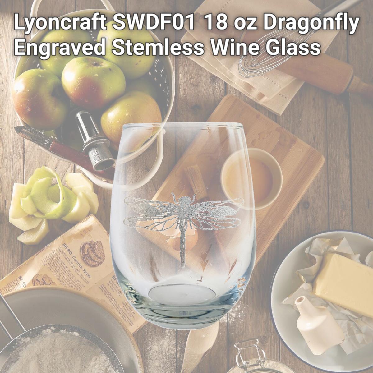 Picture of Lyoncraft SWDF01 18 oz Dragonfly Engraved Stemless Wine Glass