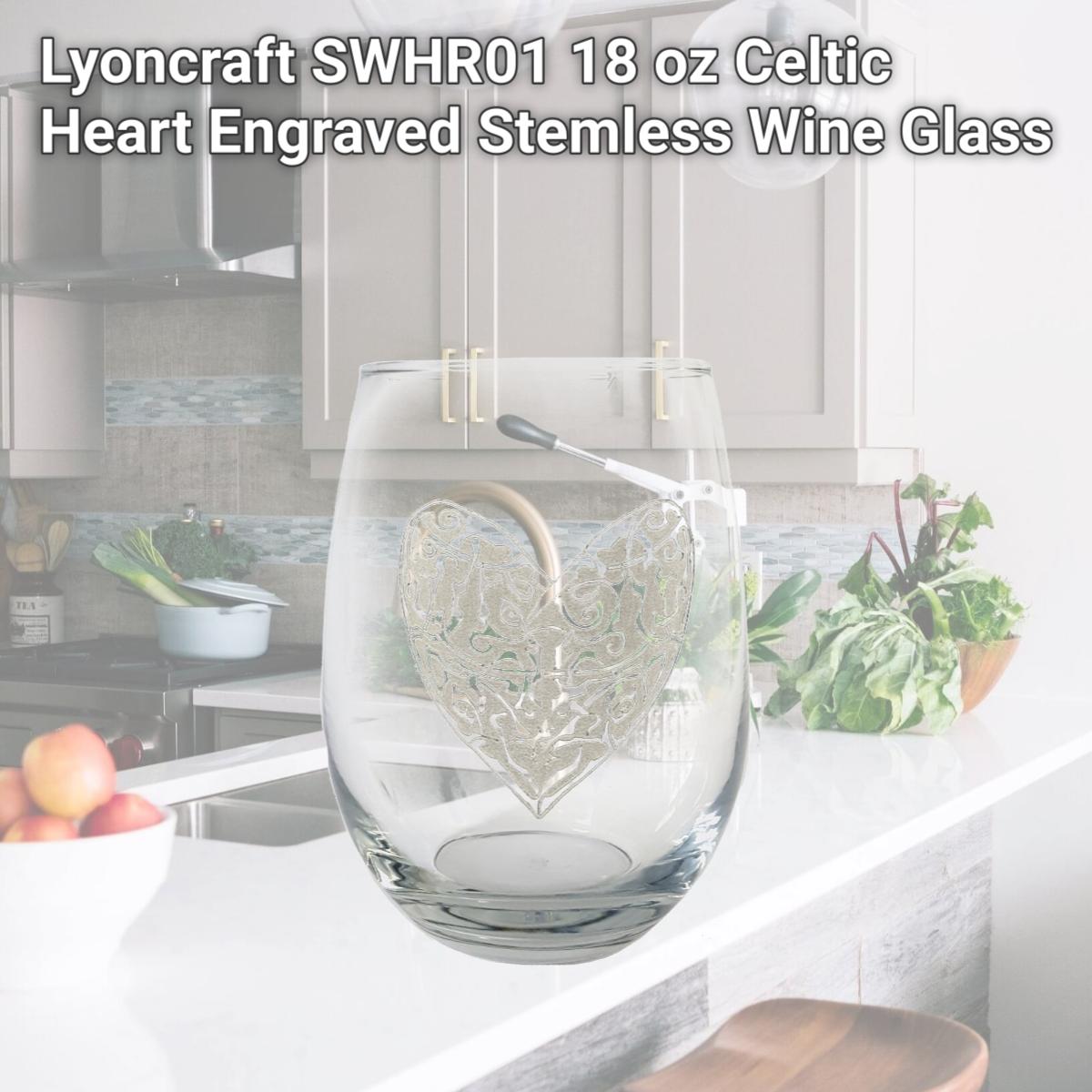 Picture of Lyoncraft SWHR01 18 oz Celtic Heart Engraved Stemless Wine Glass