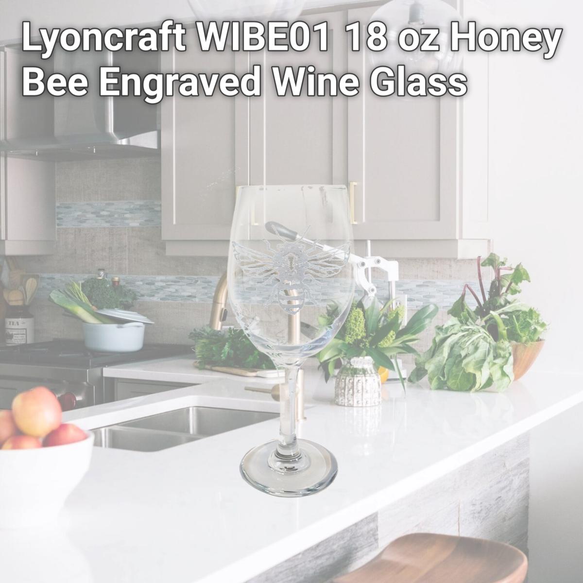 Picture of Lyoncraft WIBE01 18 oz Honey Bee Engraved Wine Glass