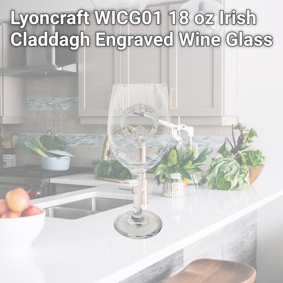 Picture of Lyoncraft WICG01 18 oz Irish Claddagh Engraved Wine Glass