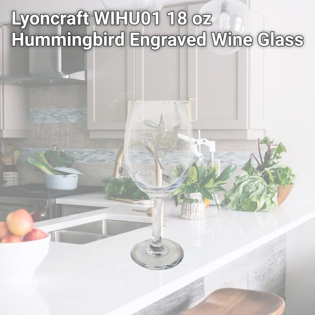 Picture of Lyoncraft WIHU01 18 oz Hummingbird Engraved Wine Glass