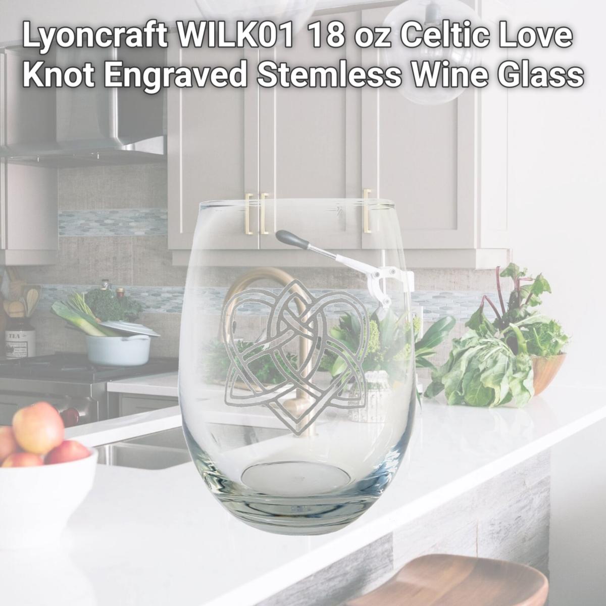 Picture of Lyoncraft WILK01 18 oz Celtic Love Knot Engraved Stemless Wine Glass