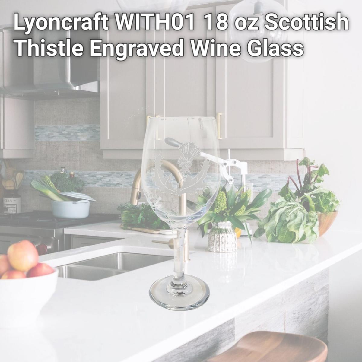 Picture of Lyoncraft WITH01 18 oz Scottish Thistle Engraved Wine Glass