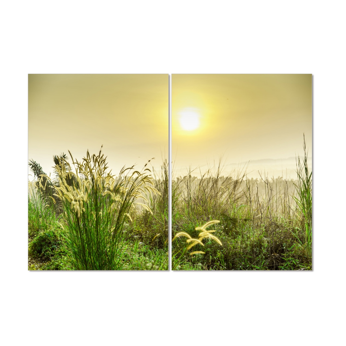F3abms70 40 X 27.5 In. Seni Morning Scenery 2-panel Mdf Framed Photography Triptych Print