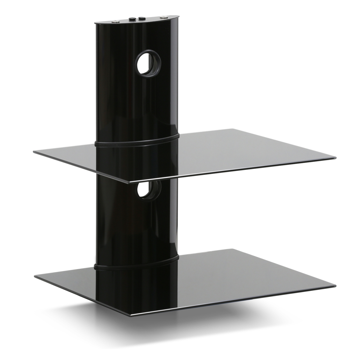 Frl001bk Modern 2-tier Floating Wall Shelf For Media Accessories, Black