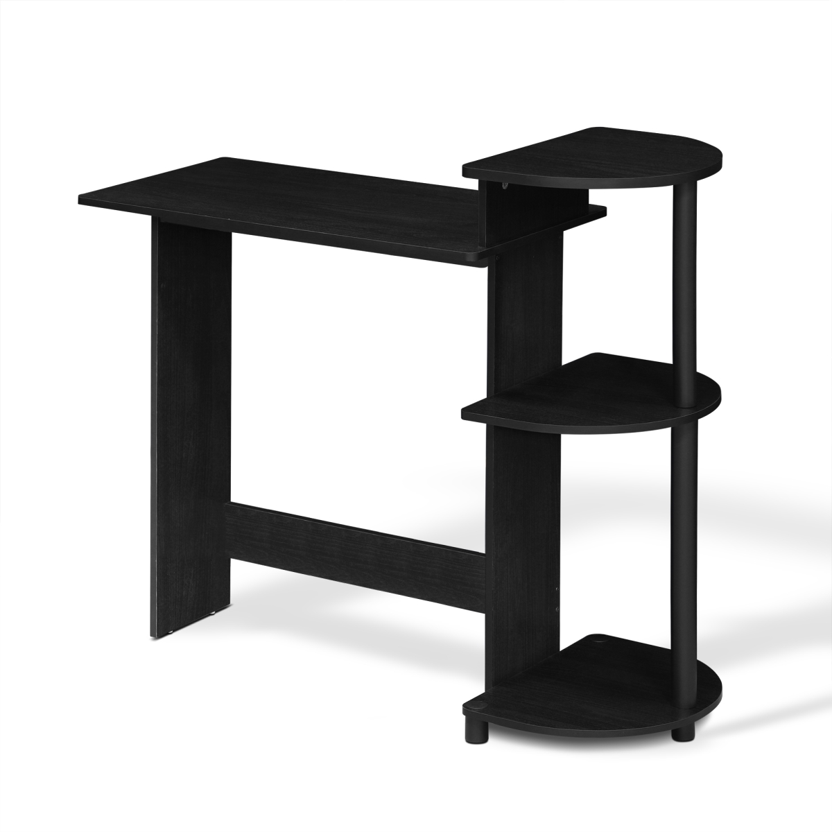 11181am-bk Compact Computer Desk With Shelves, Americano & Black - 39 X 15.5 X 33.6 In.