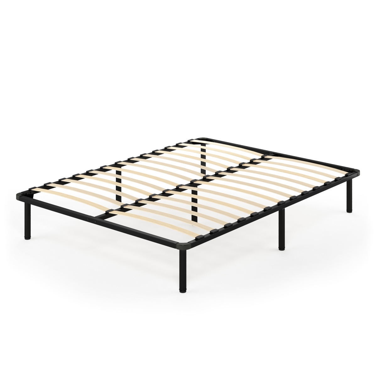 Fb3002q Angeland Cannet Metal Platform Bed Frame With Wooden Slats - Queen Size