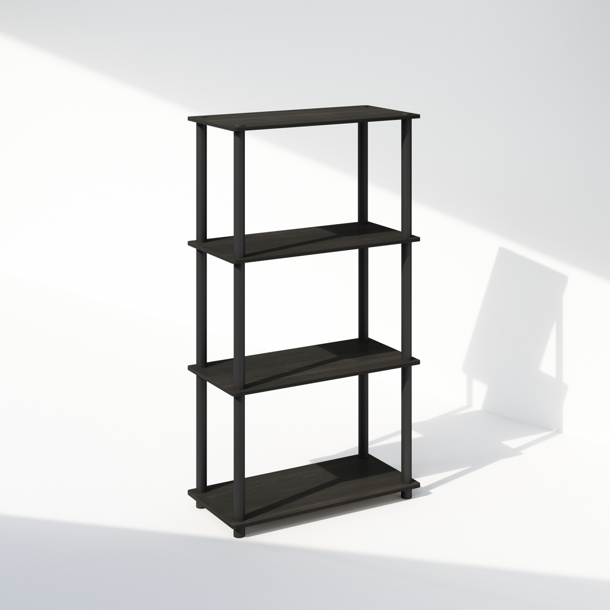 N99557EXBK 11.6 x 43.25 x 23.6 in. Turn-N-Tube 4-Tier Multipurpose Shelf Display Rack, Shelving Unit - Bookcase - Espresso & Black