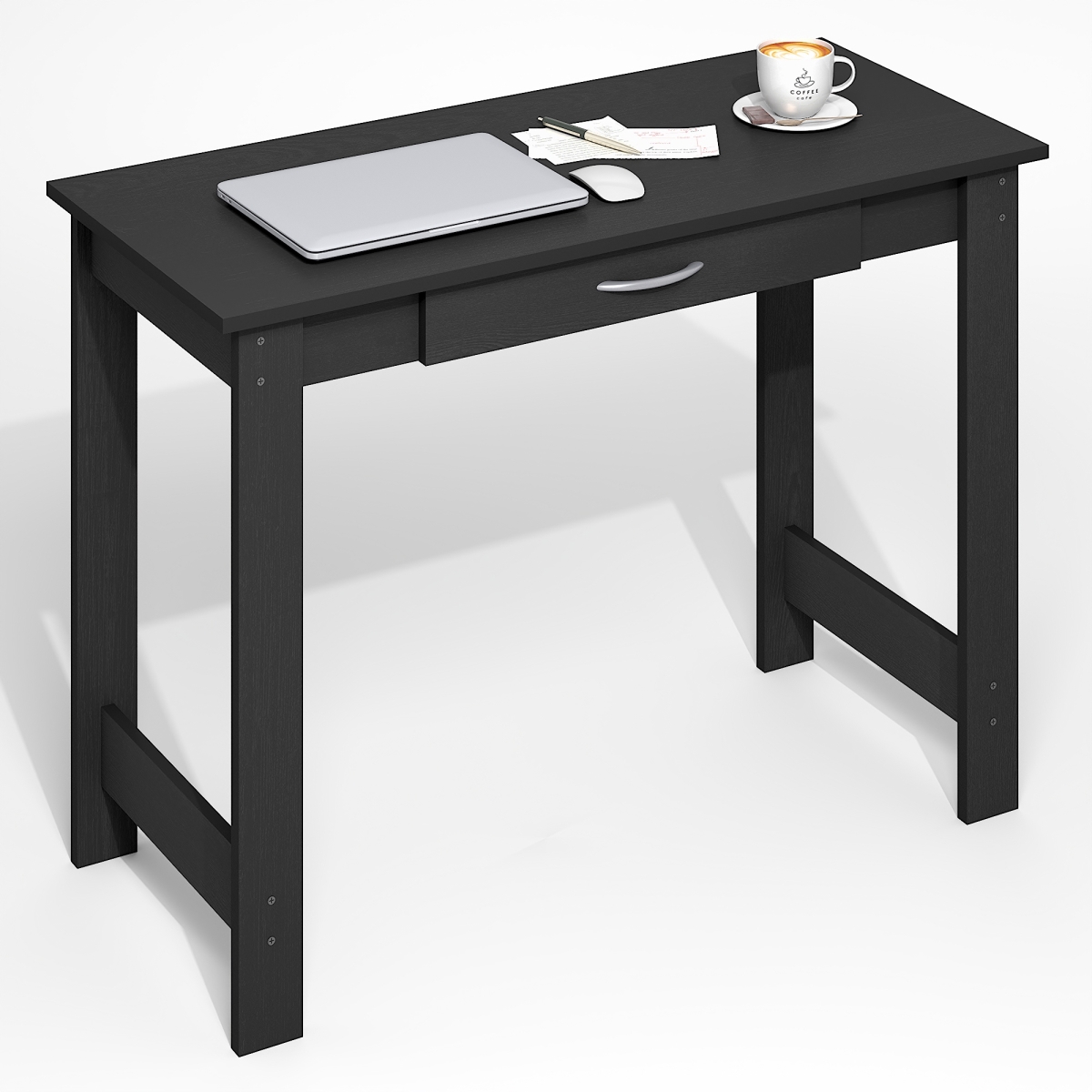 RL15108DW Jaya Computer Desk with H-legs, Office Desk, Writing Desk with Drawer for Home Office - Darkwood