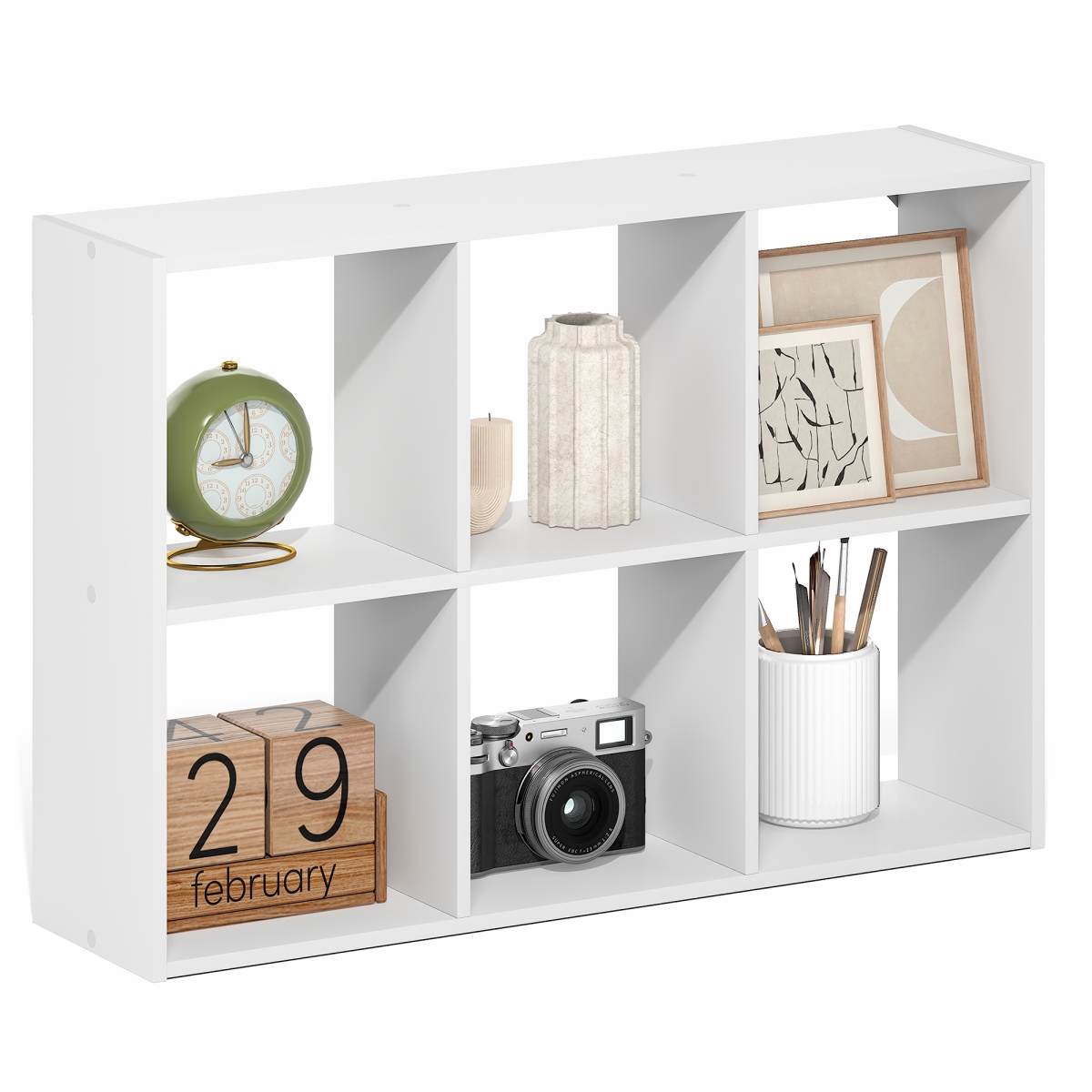 25008WHD Rossi 6-Cube Floating Shelves Wall Mount Bookshelf for Study Room - White