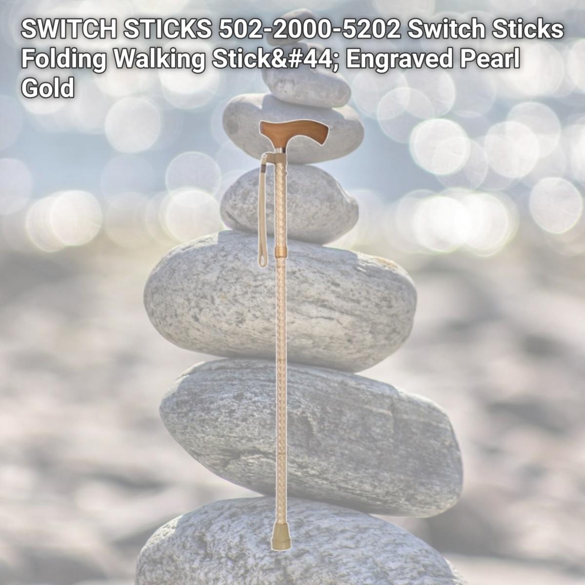 Picture of SWITCH STICKS 502-2000-5202 Switch Sticks Folding Walking Stick&#44; Engraved Pearl Gold