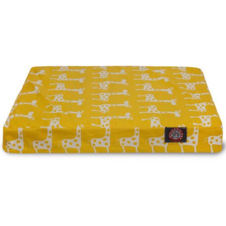78899551485 Stretch Orthopedic Memory Foam Rectangle Dog Pet Bed, Yellow - Medium