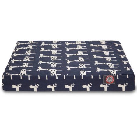 78899551486 Stretch Orthopedic Memory Foam Rectangle Dog Pet Bed, Navy Blue - Medium