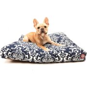 78899551607 French Quarter Orthopedic Memory Foam Rectangle Dog Pet Bed, Navy Blue - Large