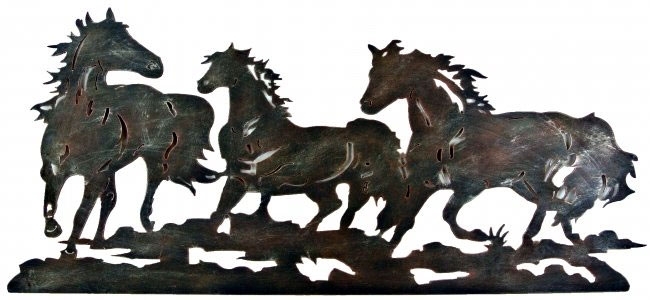 12850 Metal Running Horses Wall Hanging - 12 X 0.1 X 27.25 In.