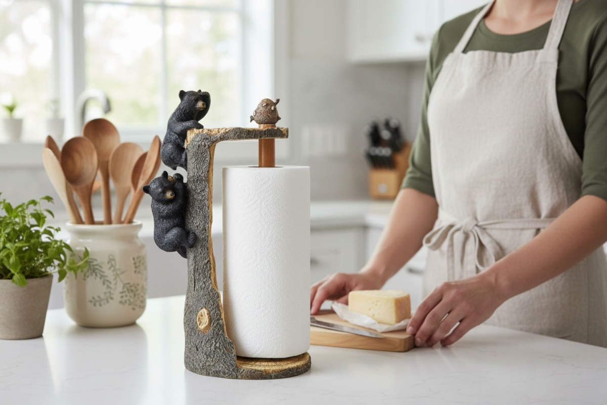 Picture of DeLeon Collections 13615 8.6 x 6.5 x 15.6 in. Bears Climbing Tree Paper Towel Holder