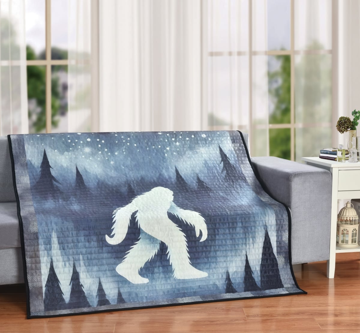 63880 Midnight Yeti Starry Sky Woodland Forest 50 x 60 Decorative Plush Microfiber Quilt Throw Blanket