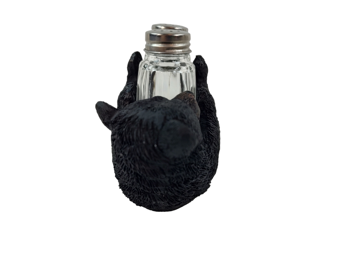 Picture of De Leon Collections 15556 Polyresin Woodland Black Bear Cub Laying on Back Rustic Forest Salt and Pepper Shaker Holder Set