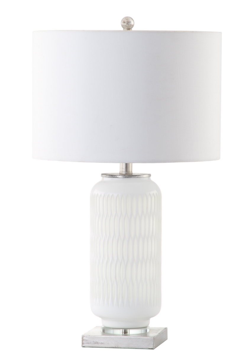 310019 Bonita Table Lamp - Silver Leaf, White