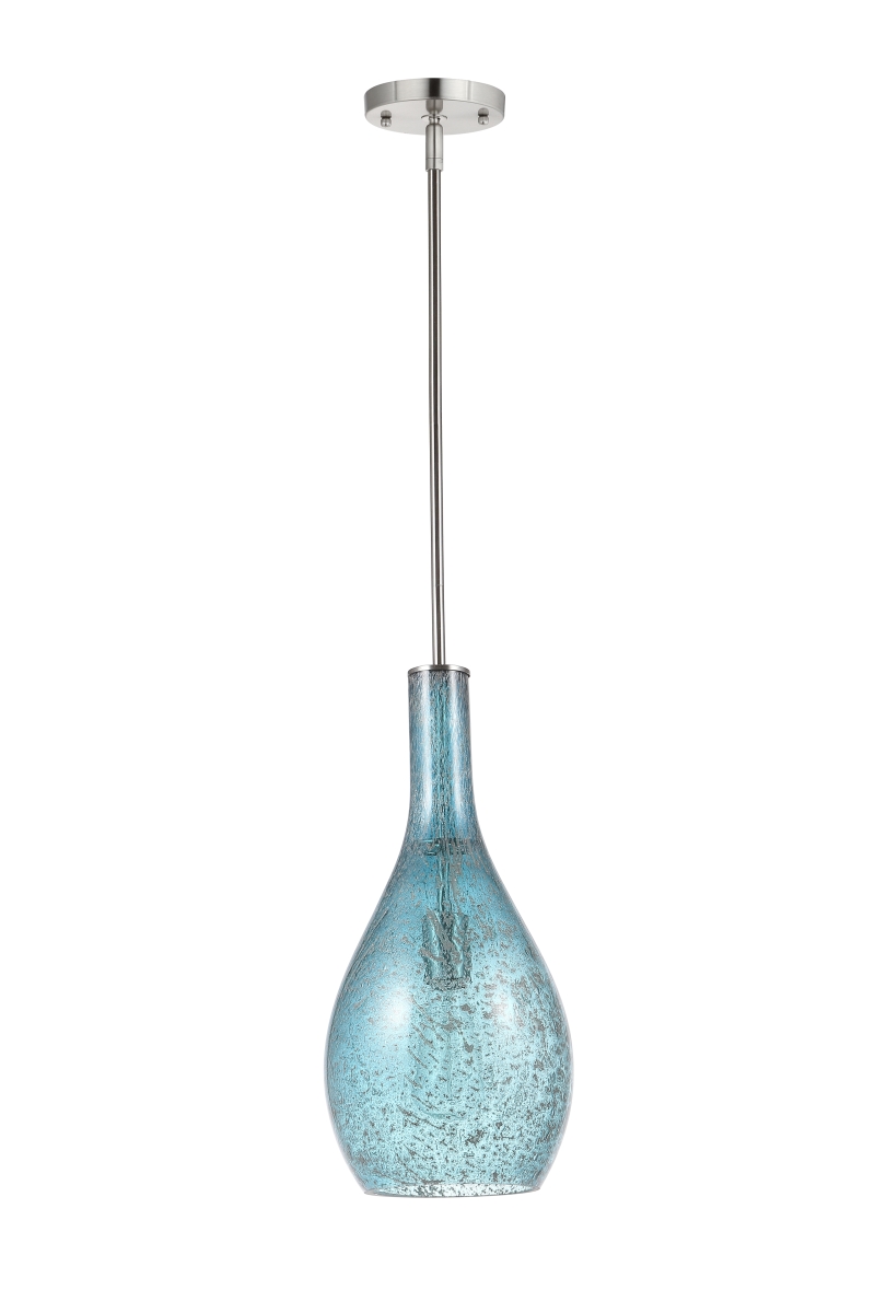 130092 Olivia 1 Light Glass Pendant - Blue Metallic Art Glass