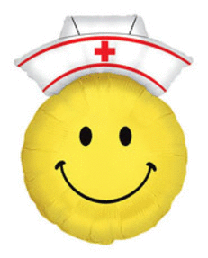 18325 28 in. Smiley Nurse Shape Flat Foil Balloon
