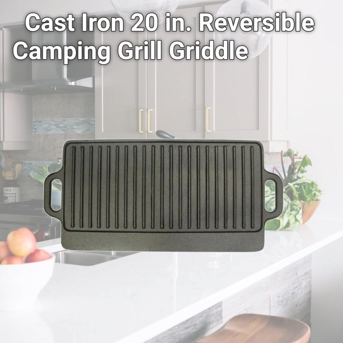Picture of MBR Industries BC-65364 Cast Iron 20 in. Reversible Camping Grill Griddle