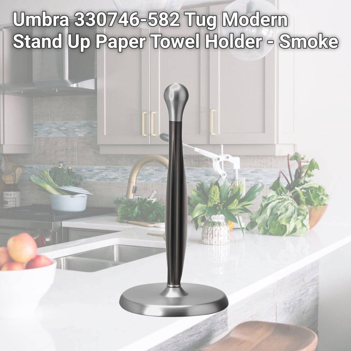 Picture of Umbra 330746-582 Tug Modern Stand Up Paper Towel Holder - Smoke