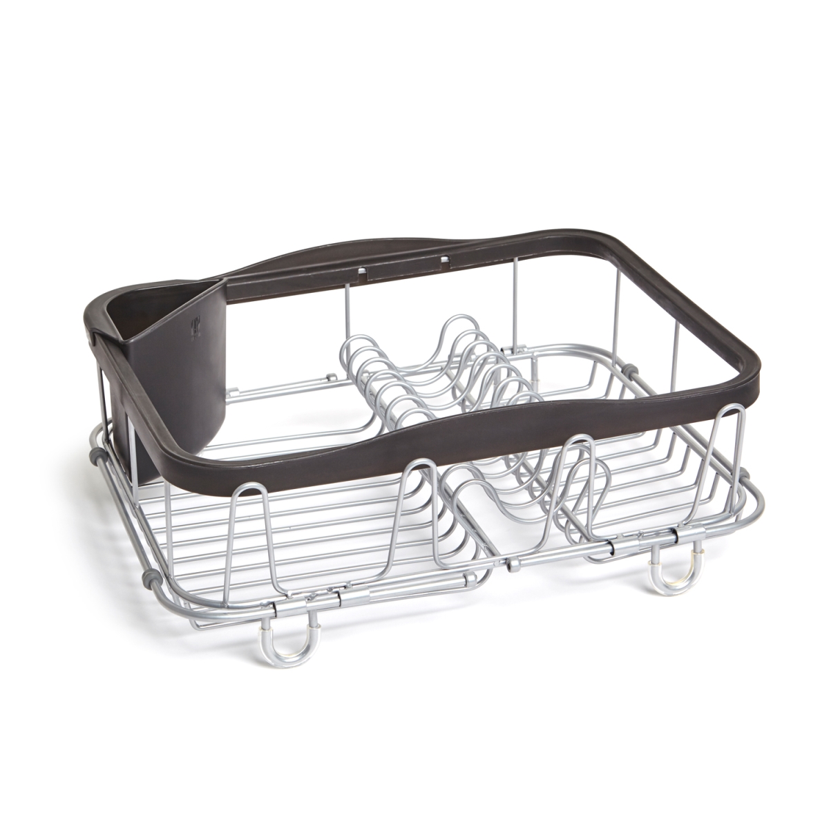 Sinkin Dish Drying Rack Dish Drainer Caddy with Removable Cutlery Holder Fits In Sink On Counter Top, Black & Nickel